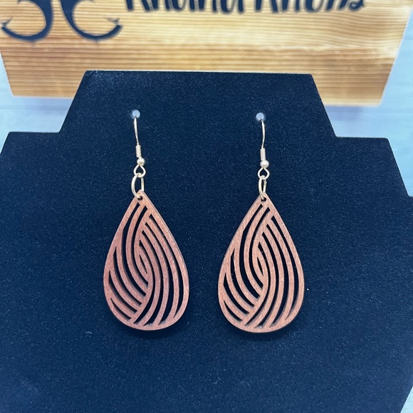 Jewelry - Artistic Wooden Teardrop Earrings